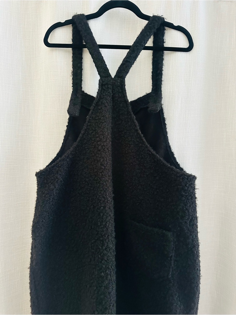 HALARA Black Sherpa Fleece Wide Leg Overall Jumpsuit, XL - Picture 5 of 7